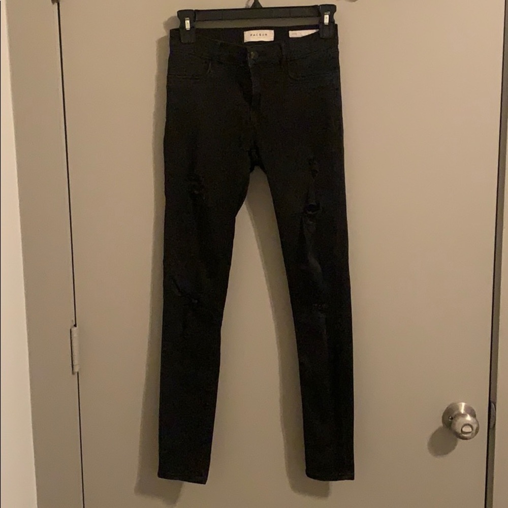 Black distressed high waisted jeggings